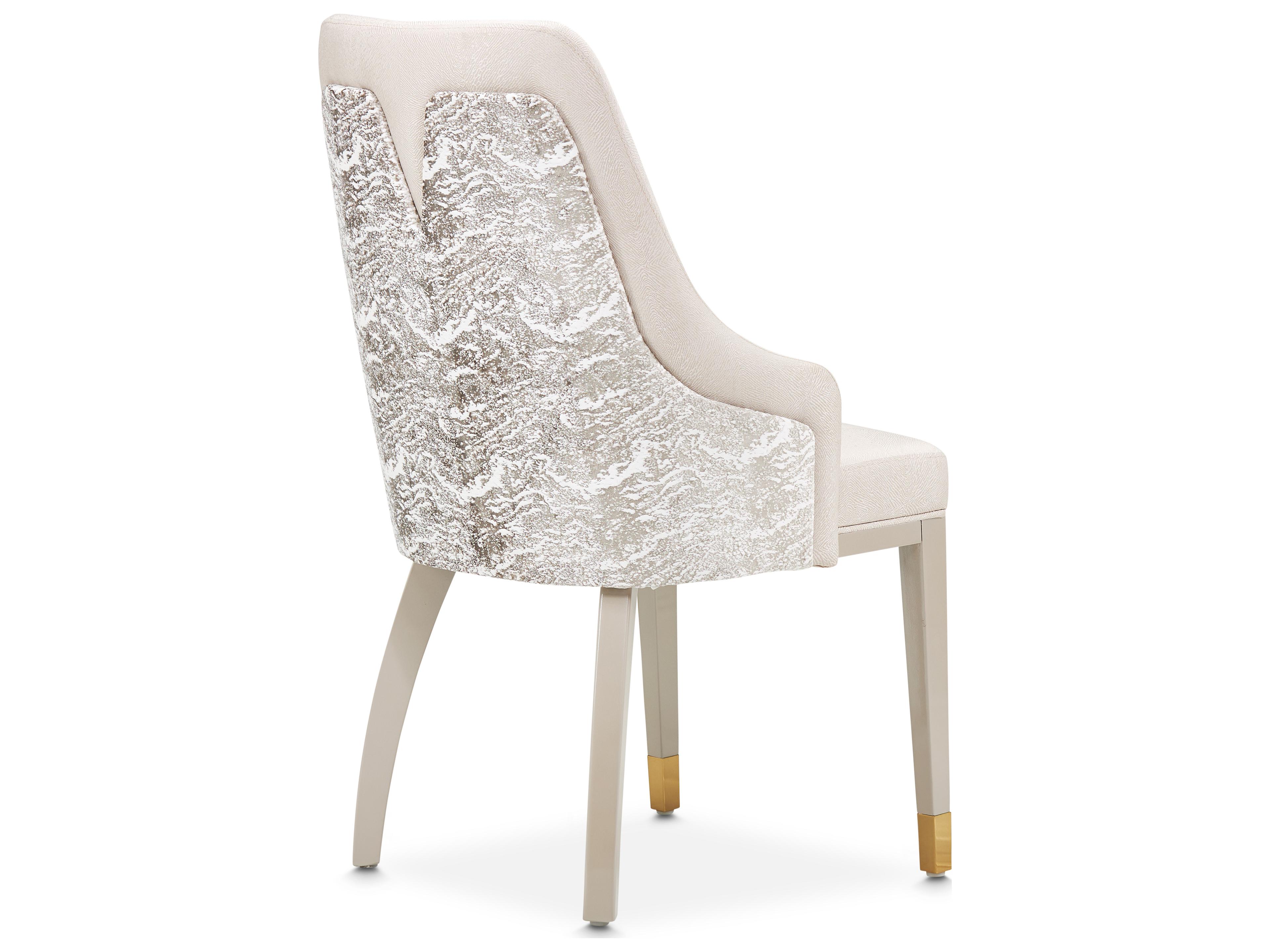 Michael Amini Carmela Beech Wood White Upholstered Arm Dining Chair