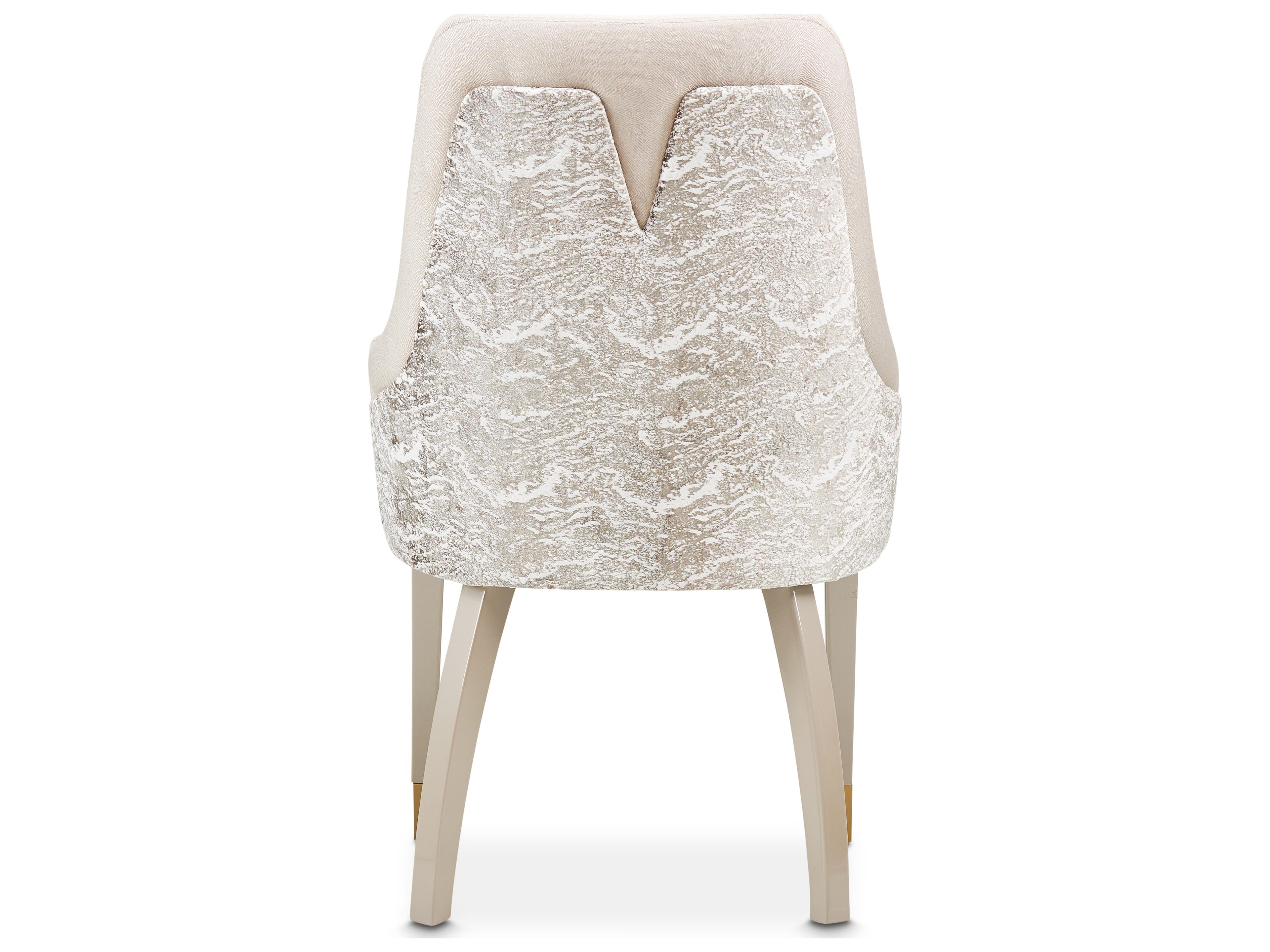 Michael Amini Carmela Beech Wood White Upholstered Arm Dining Chair