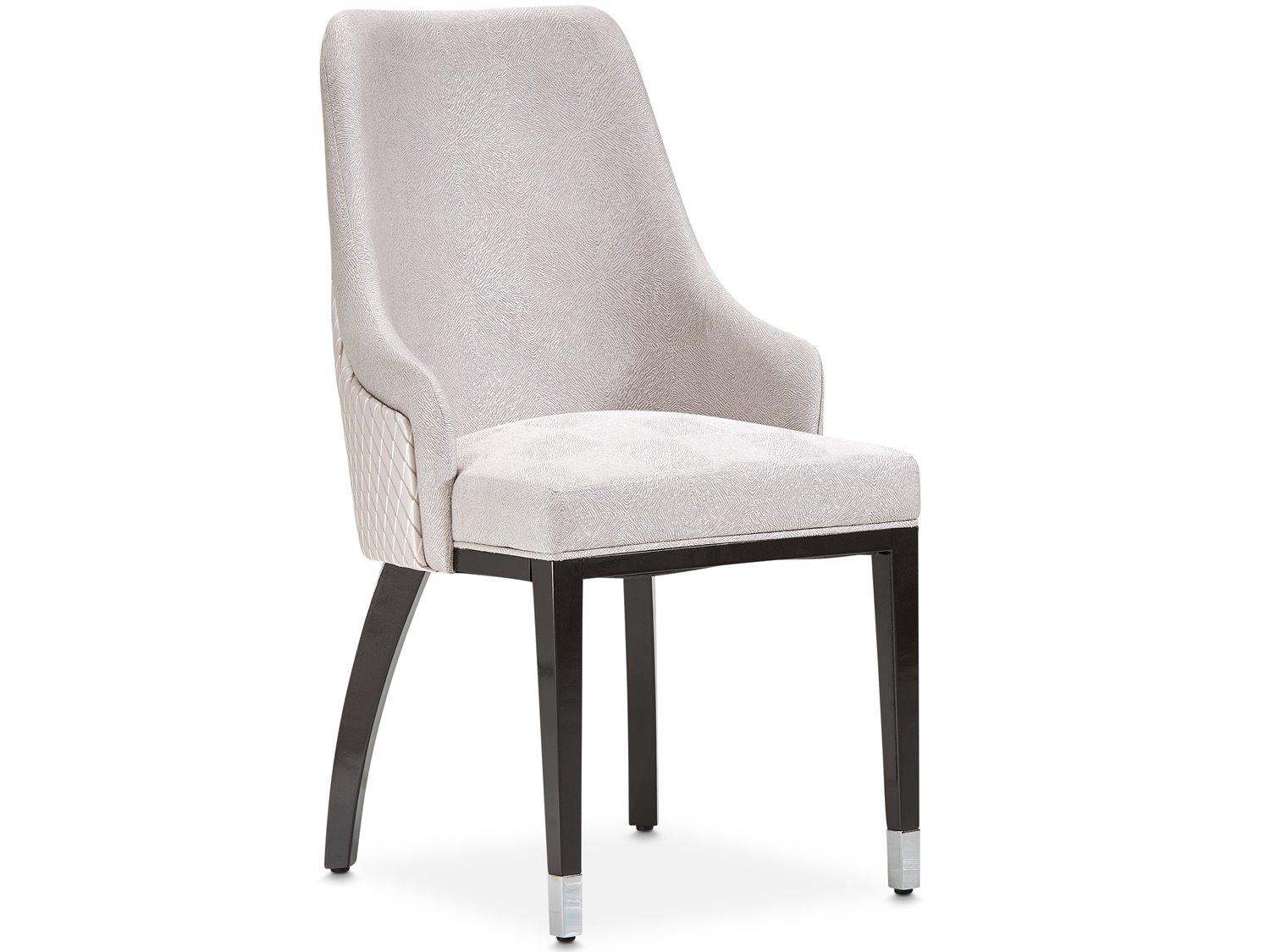Michael Amini Carmela Beech Wood Gray Upholstered Arm Dining Chair