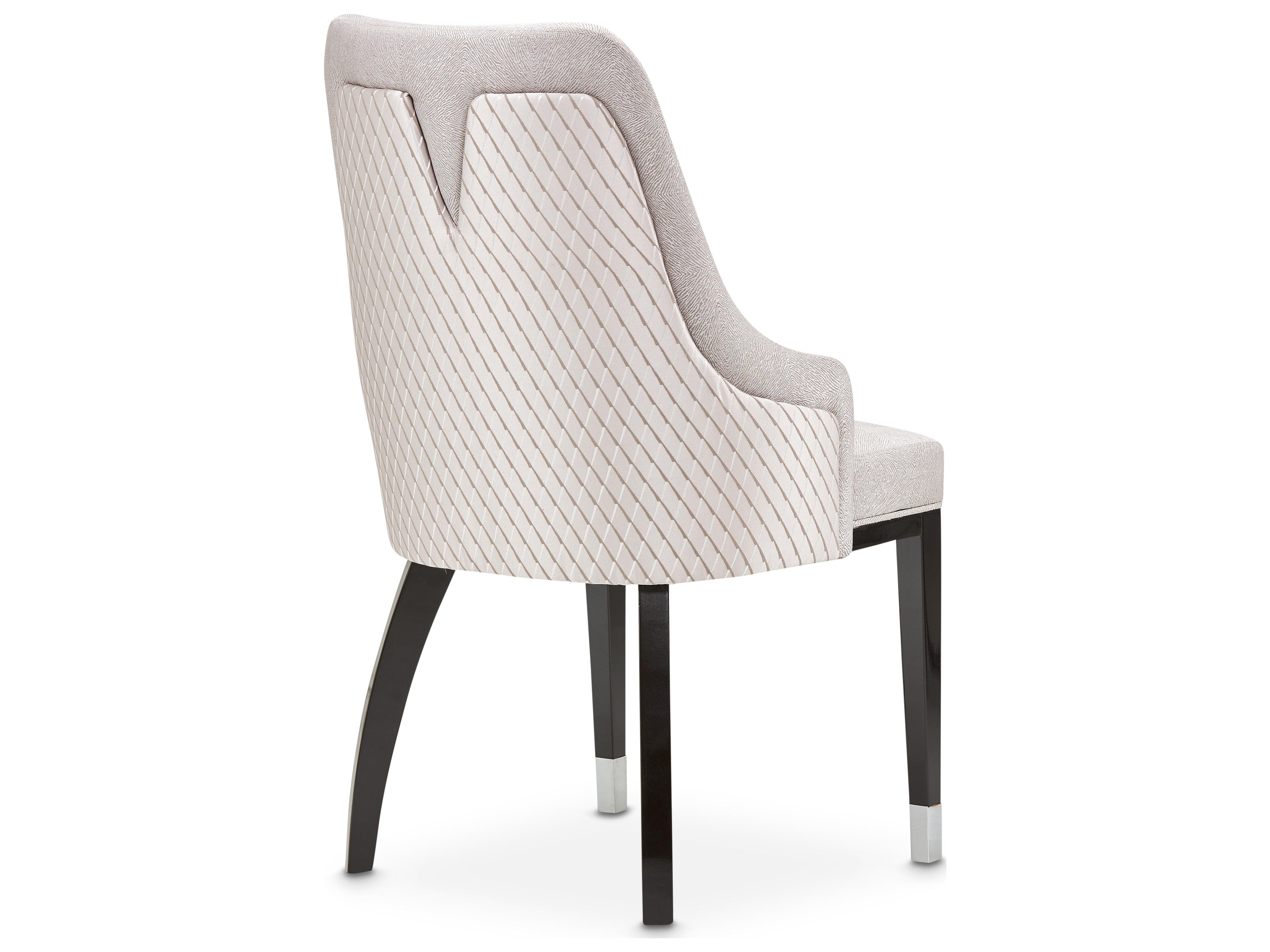 Michael Amini Carmela Beech Wood Gray Upholstered Arm Dining Chair