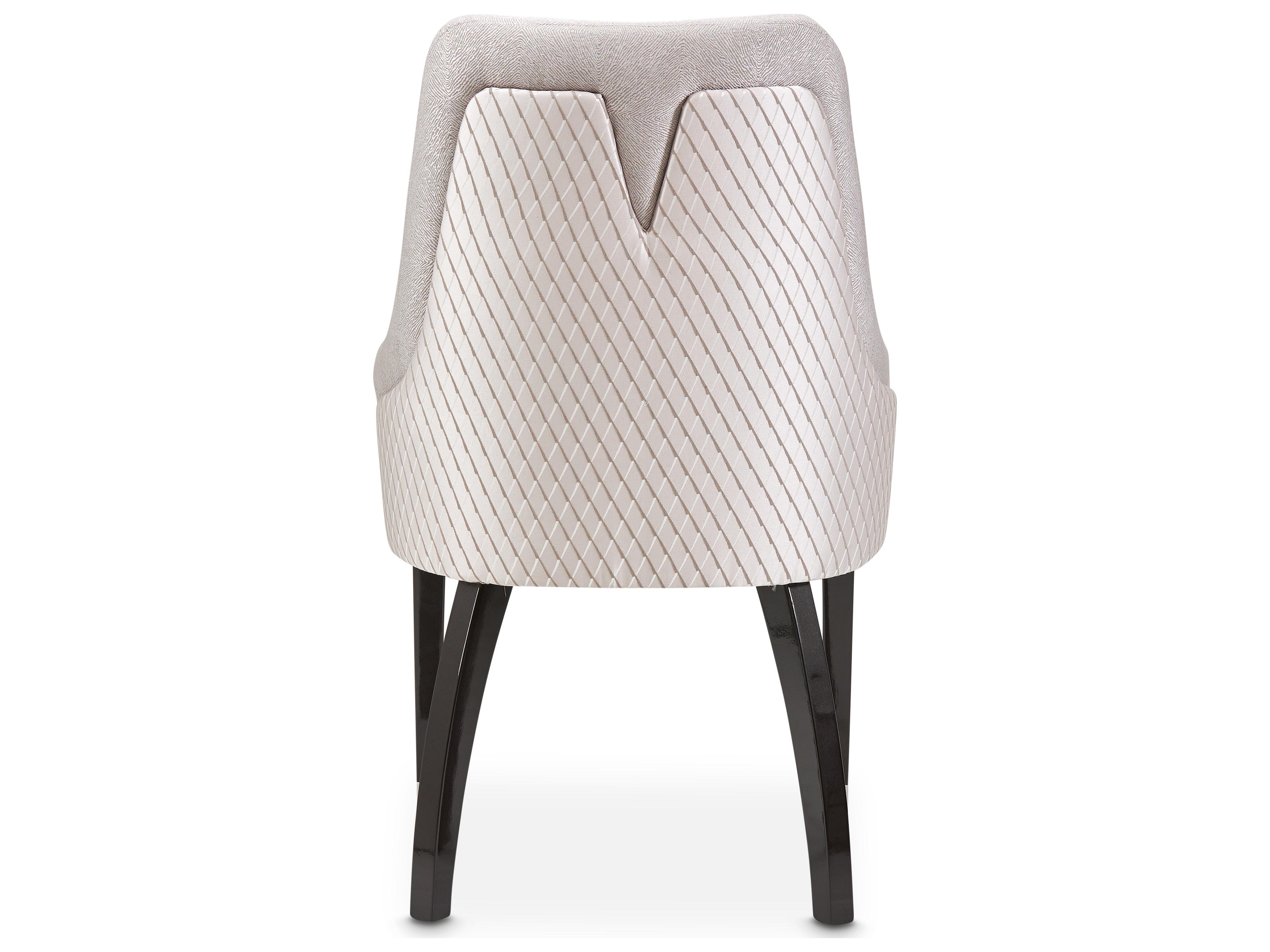 Michael Amini Carmela Beech Wood Gray Upholstered Arm Dining Chair