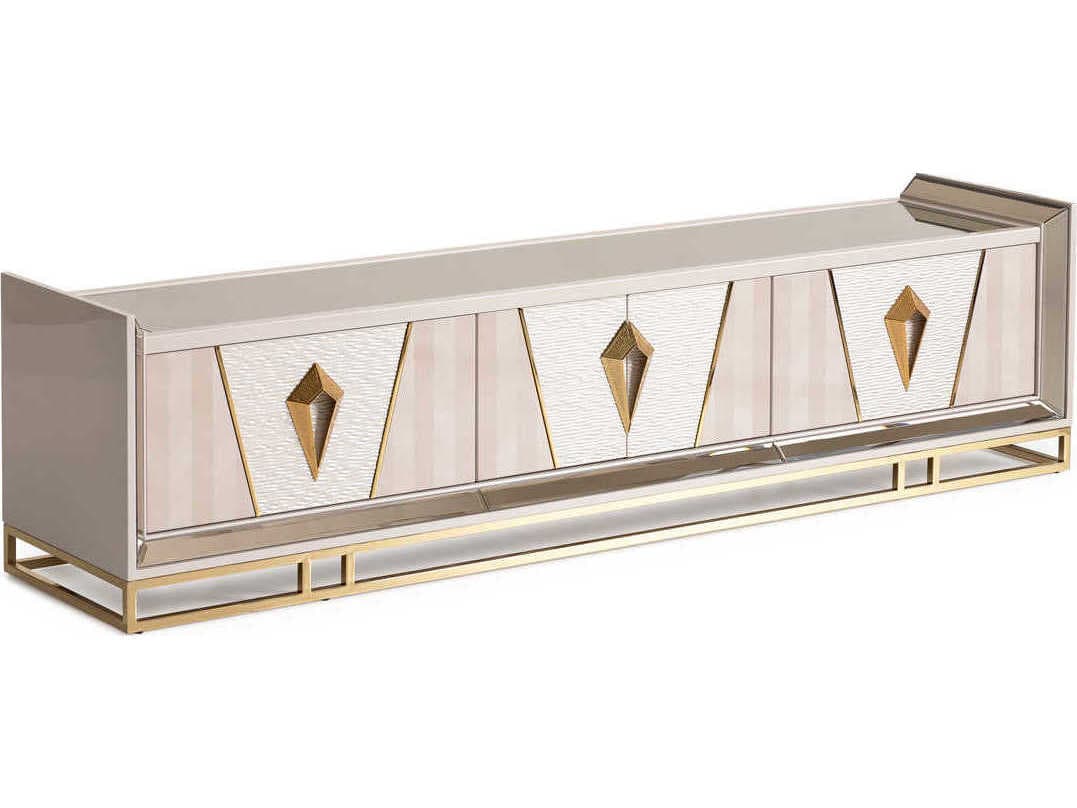 Michael Amini Carmela 94" Shimmer Ivory Media Console