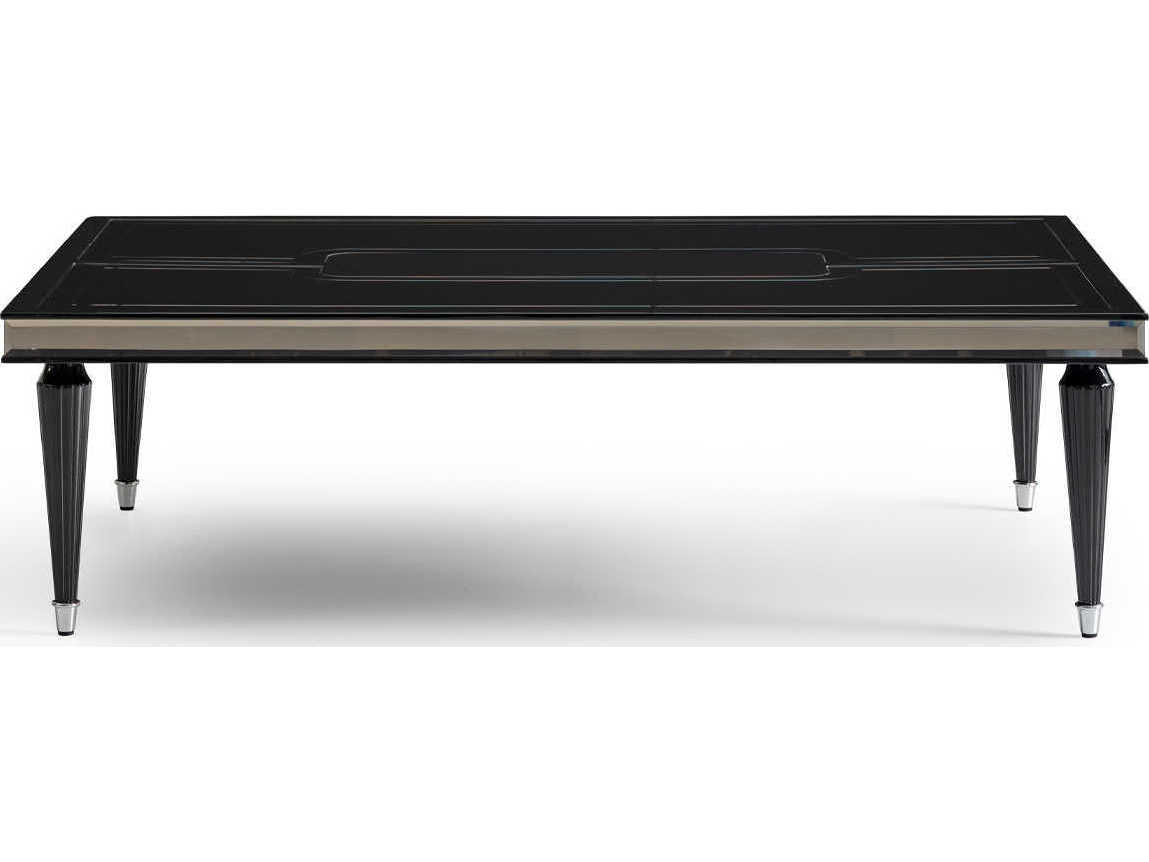 Luxecor Gilded Rectangular Glass Black Ice Cocktail Table