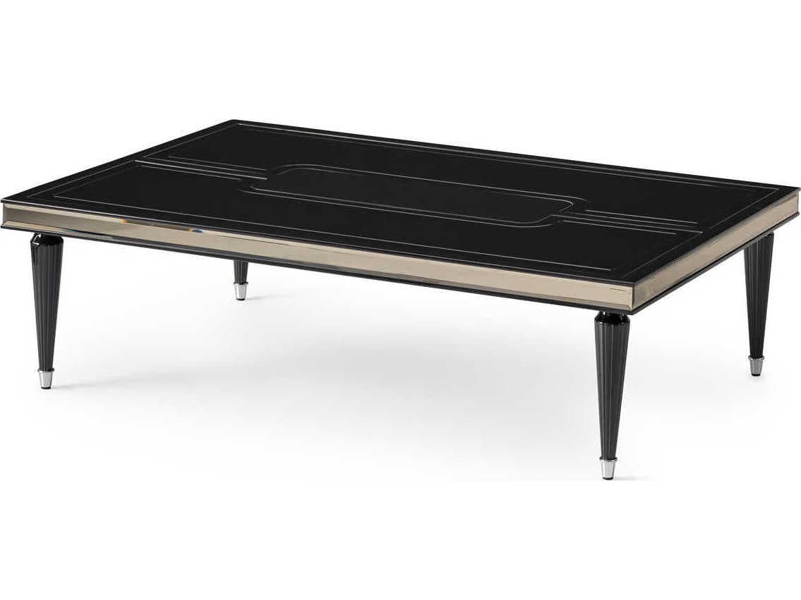 Luxecor Gilded Rectangular Glass Black Ice Cocktail Table