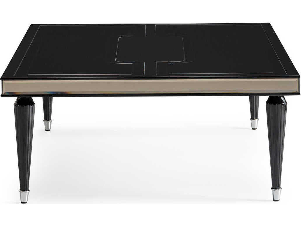Luxecor Gilded Rectangular Glass Black Ice Cocktail Table