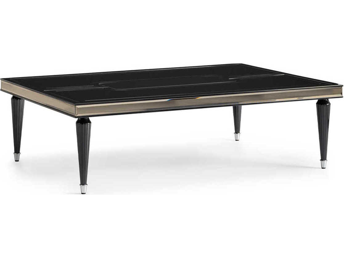 Luxecor Gilded Rectangular Glass Black Ice Cocktail Table