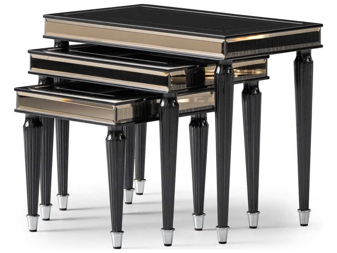 Michael Amini La Francaise Rectangular Glass Black Ice End Table