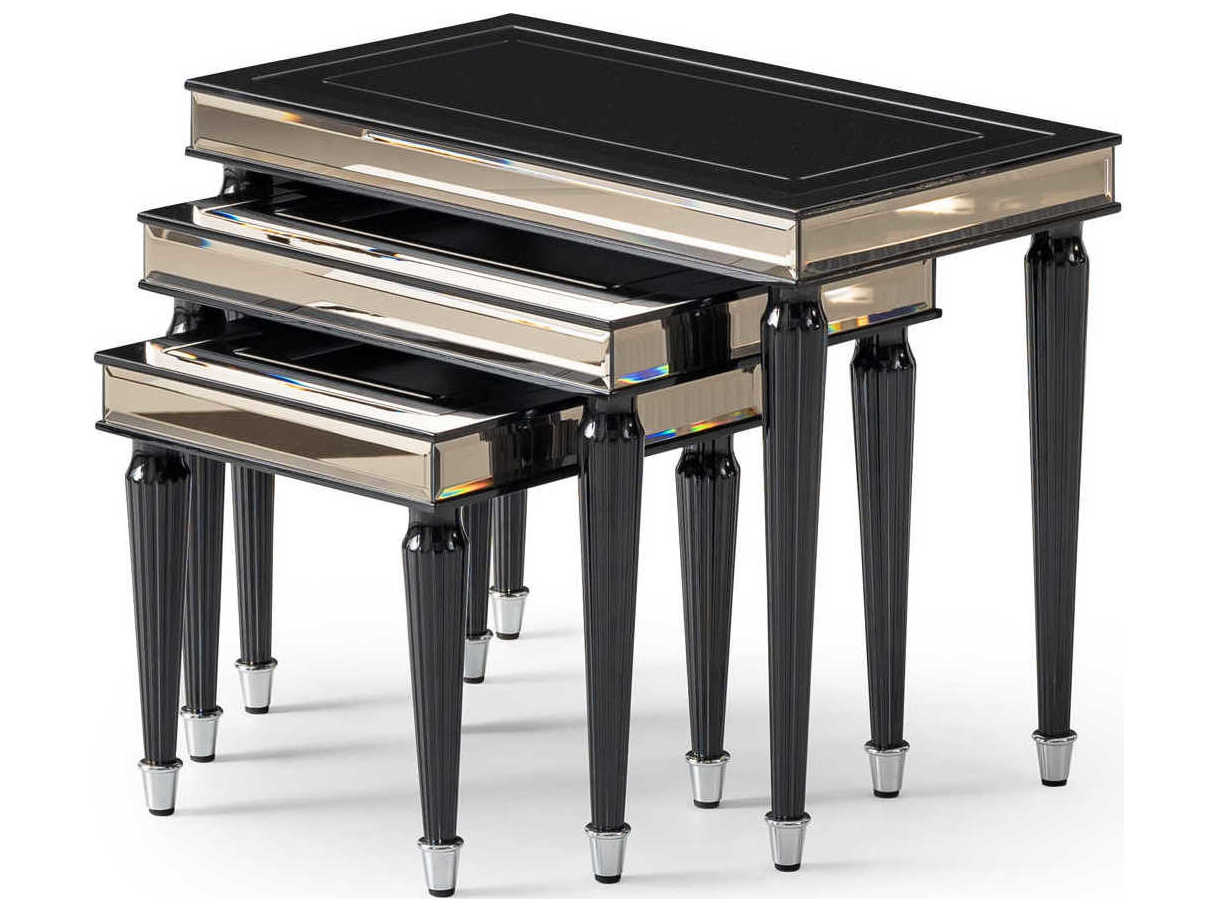 Michael Amini La Francaise Rectangular Glass Black Ice End Table