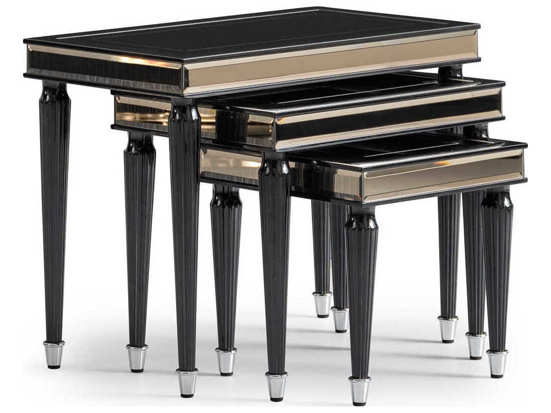 Michael Amini La Francaise Rectangular Glass Black Ice End Table