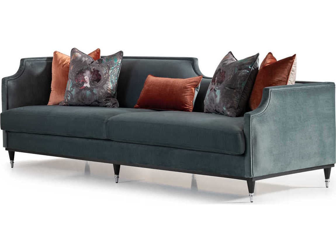 Michael Amini La Francaise Azure Blue Velvet Upholstered Sofa