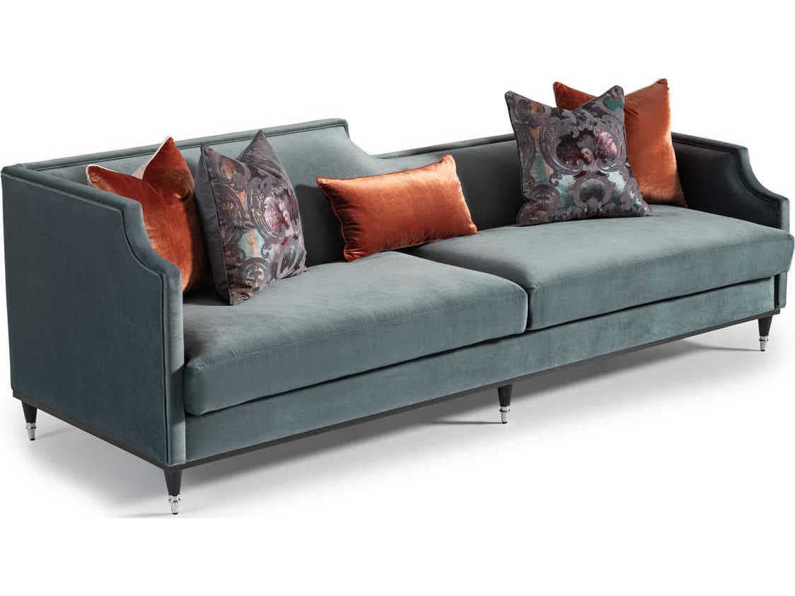Michael Amini La Francaise Azure Blue Velvet Upholstered Sofa