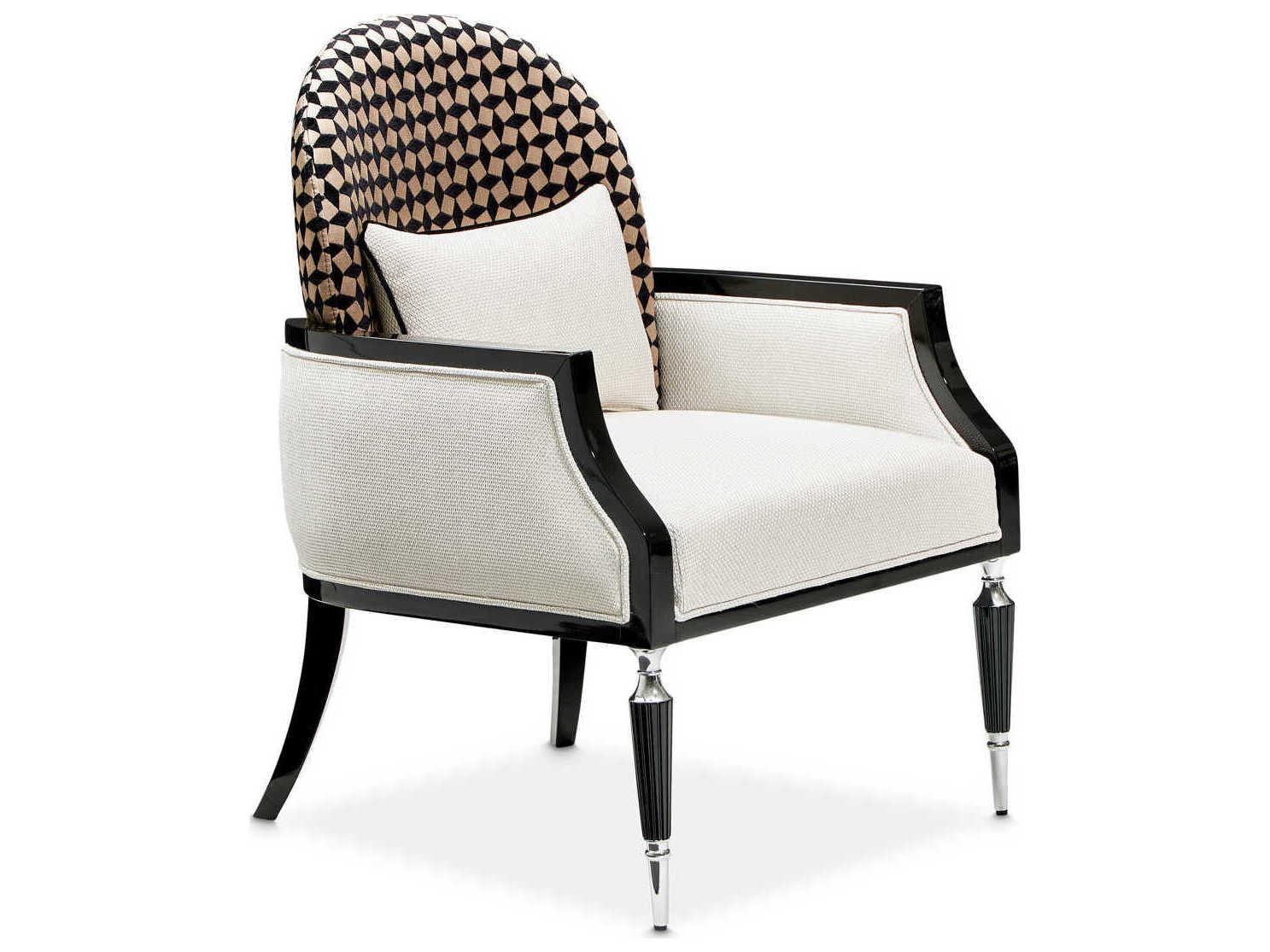 Luxecor Gilded White Fabric Accent Chair