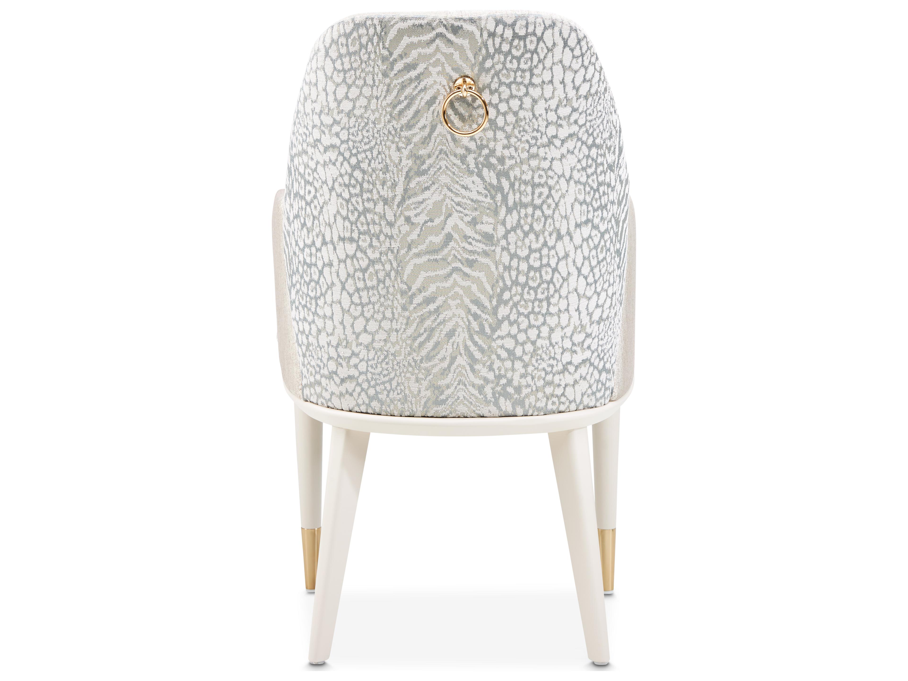 Michael Amini Lisbon Beech Wood Beige Upholstered Arm Dining Chair