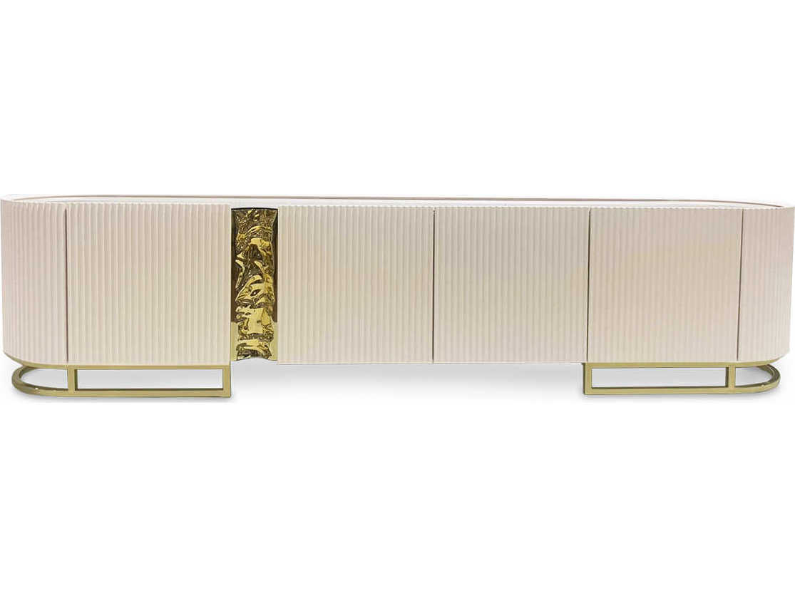 Michael Amini Lisbon - Opal 95" Silken Matte Cream Media Console