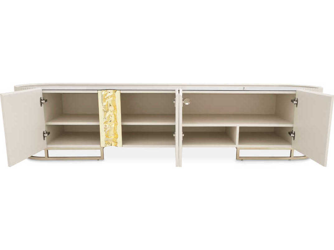 Michael Amini Lisbon - Opal 95" Silken Matte Cream Media Console