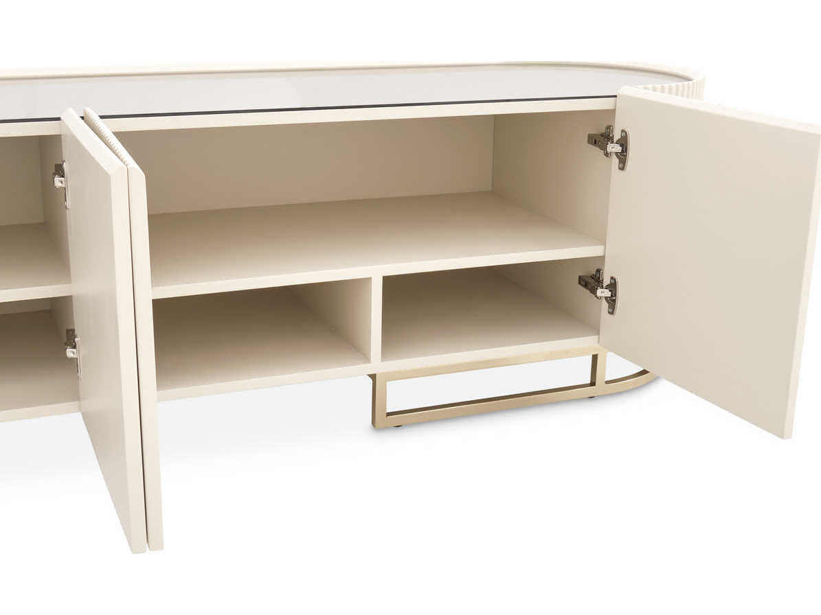 Michael Amini Lisbon - Opal 95" Silken Matte Cream Media Console