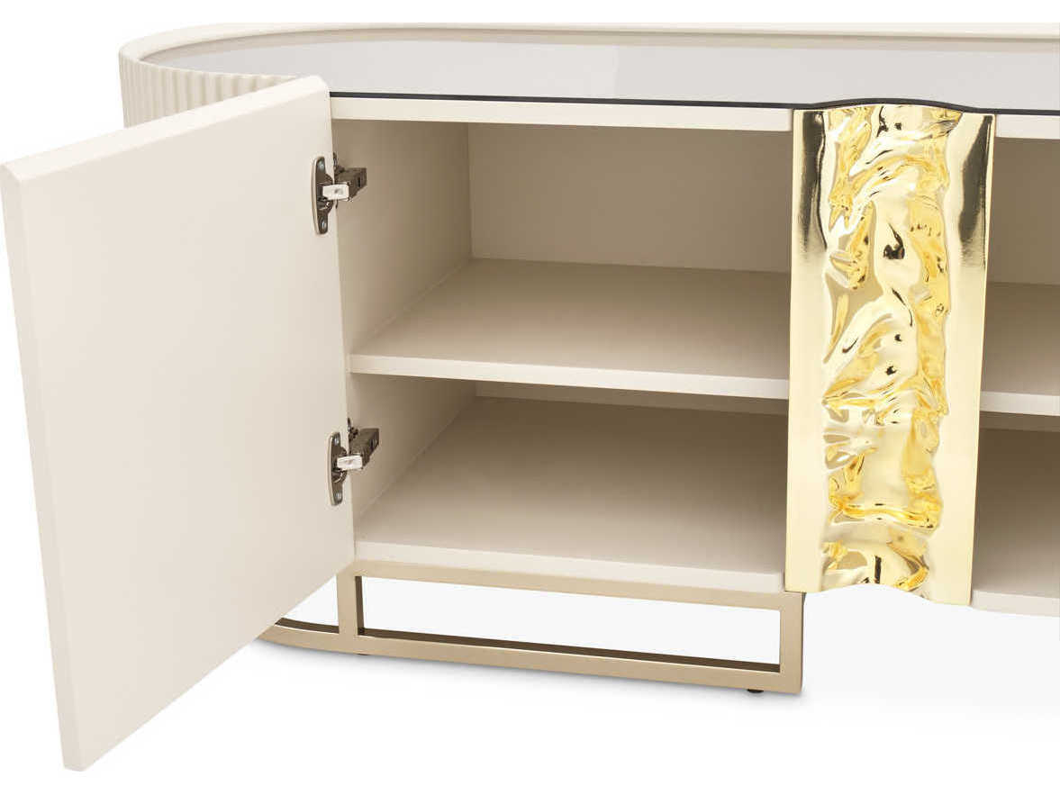 Michael Amini Lisbon - Opal 95" Silken Matte Cream Media Console
