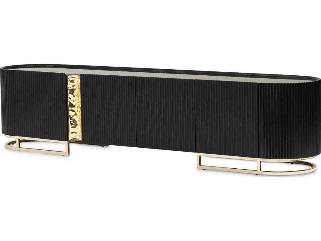 Michael Amini Lisbon - Onyx 95" Silken Matte Black Media Console