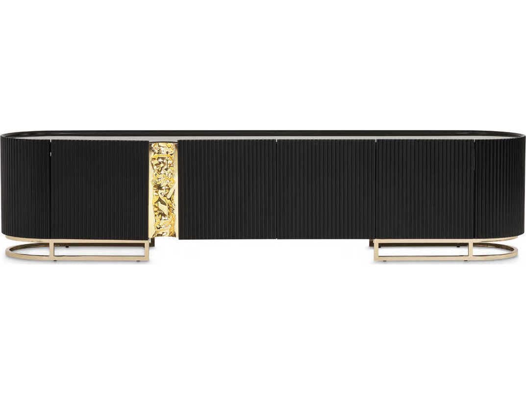 Michael Amini Lisbon - Onyx 95" Silken Matte Black Media Console