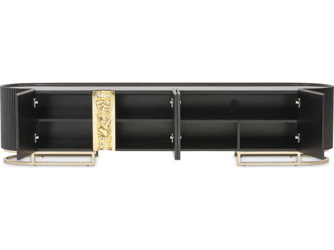 Michael Amini Lisbon - Onyx 95" Silken Matte Black Media Console