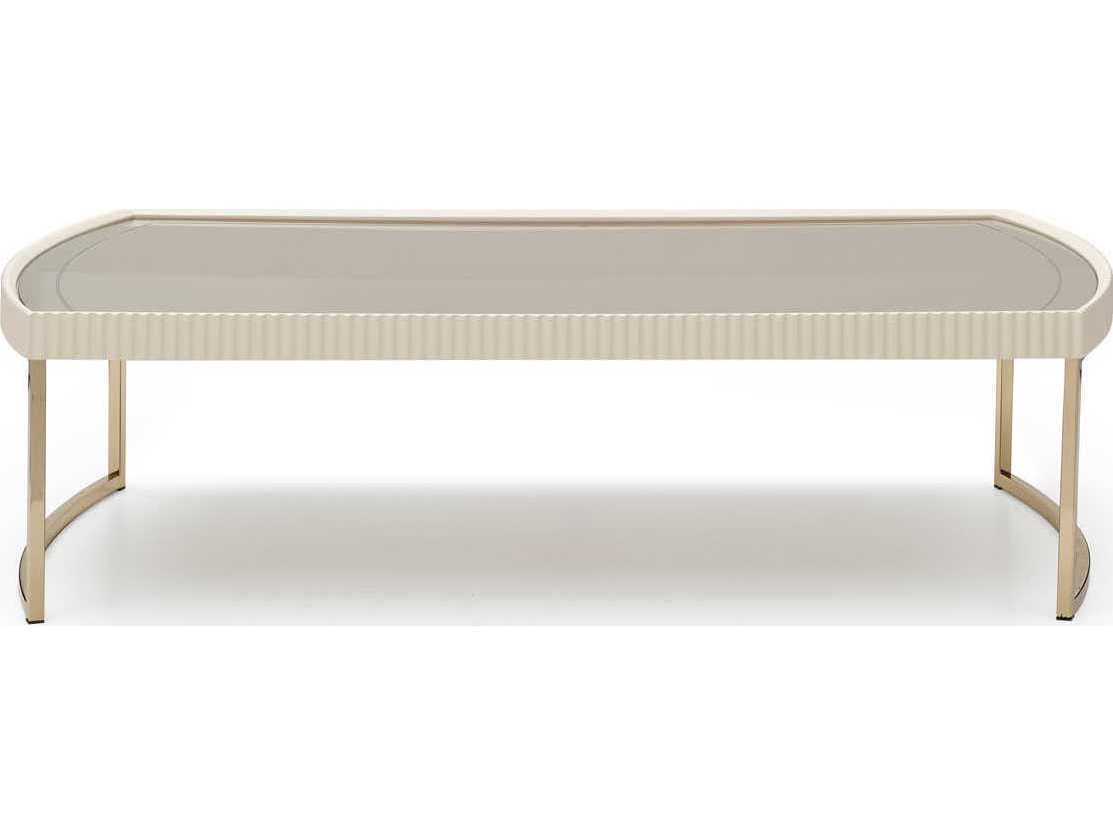Michael Amini Lisbon - Opal Rectangular Mirror Silken Matte Cream Cocktail Table