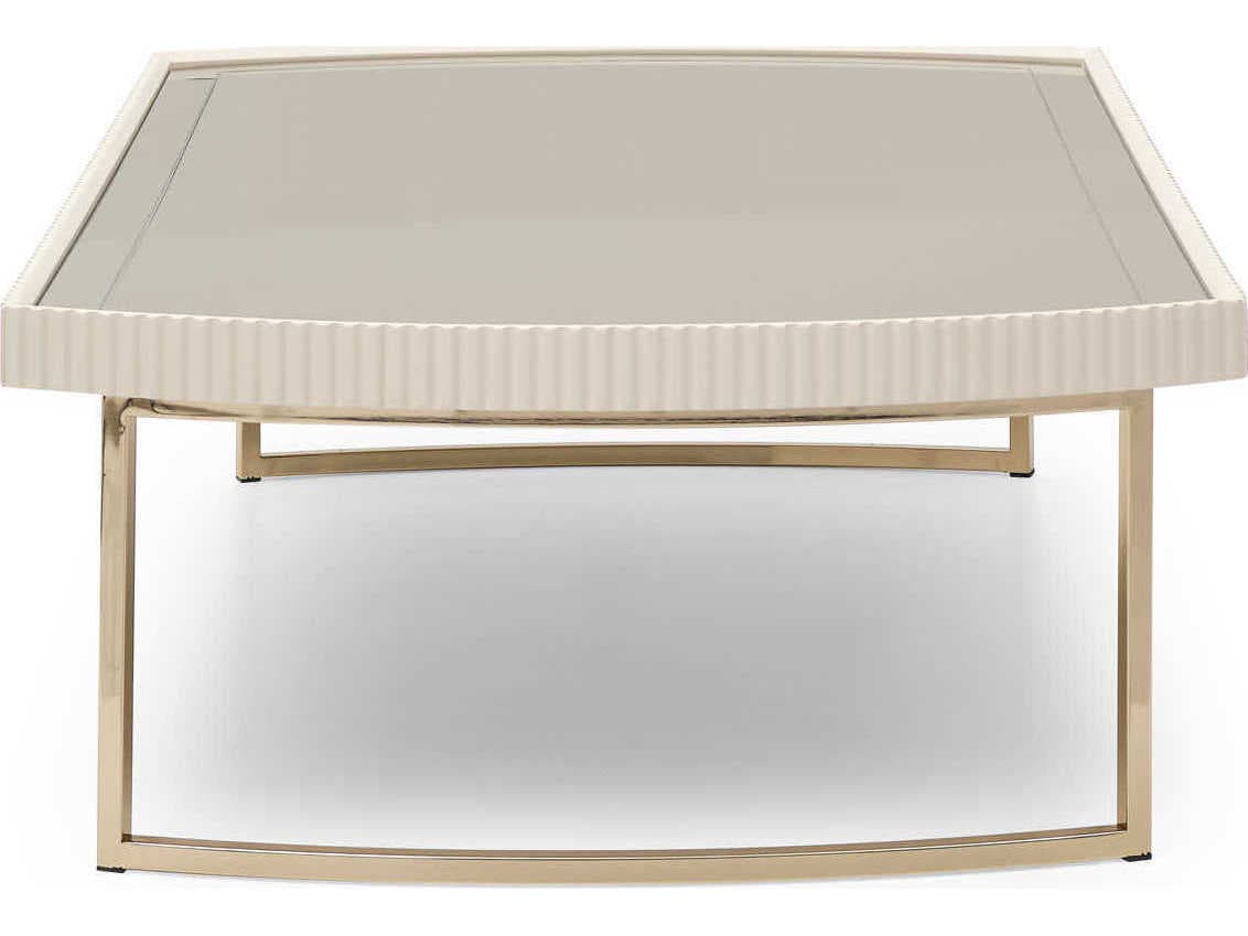 Michael Amini Lisbon - Opal Rectangular Mirror Silken Matte Cream Cocktail Table