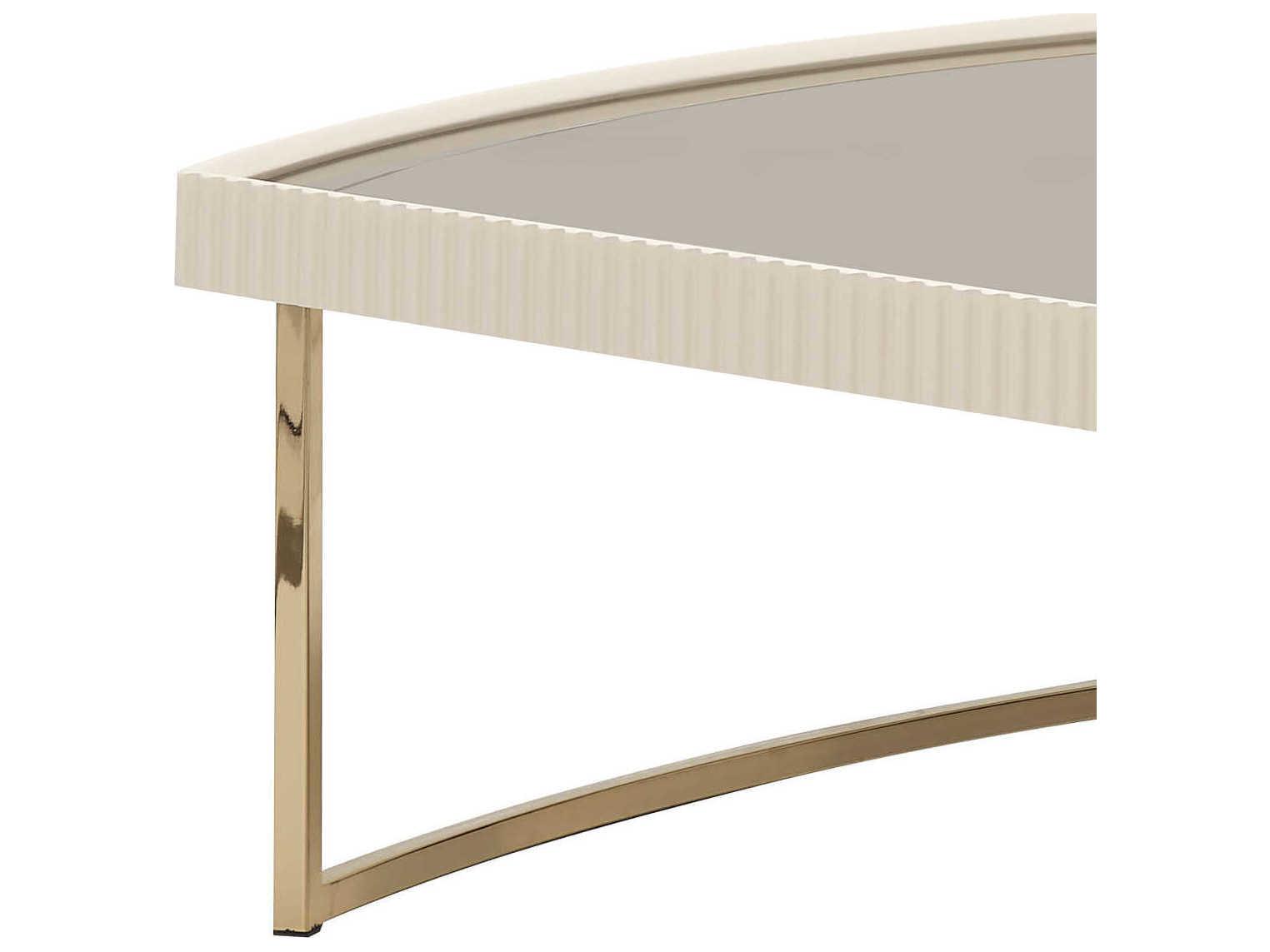 Michael Amini Lisbon - Opal Rectangular Mirror Silken Matte Cream Cocktail Table
