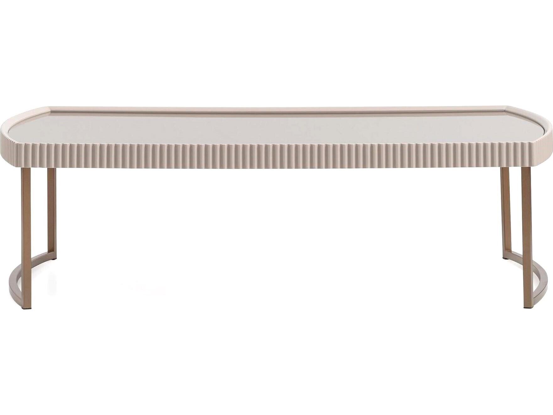 Michael Amini Lisbon Rectangular Glass Silky Cream Coffee Table