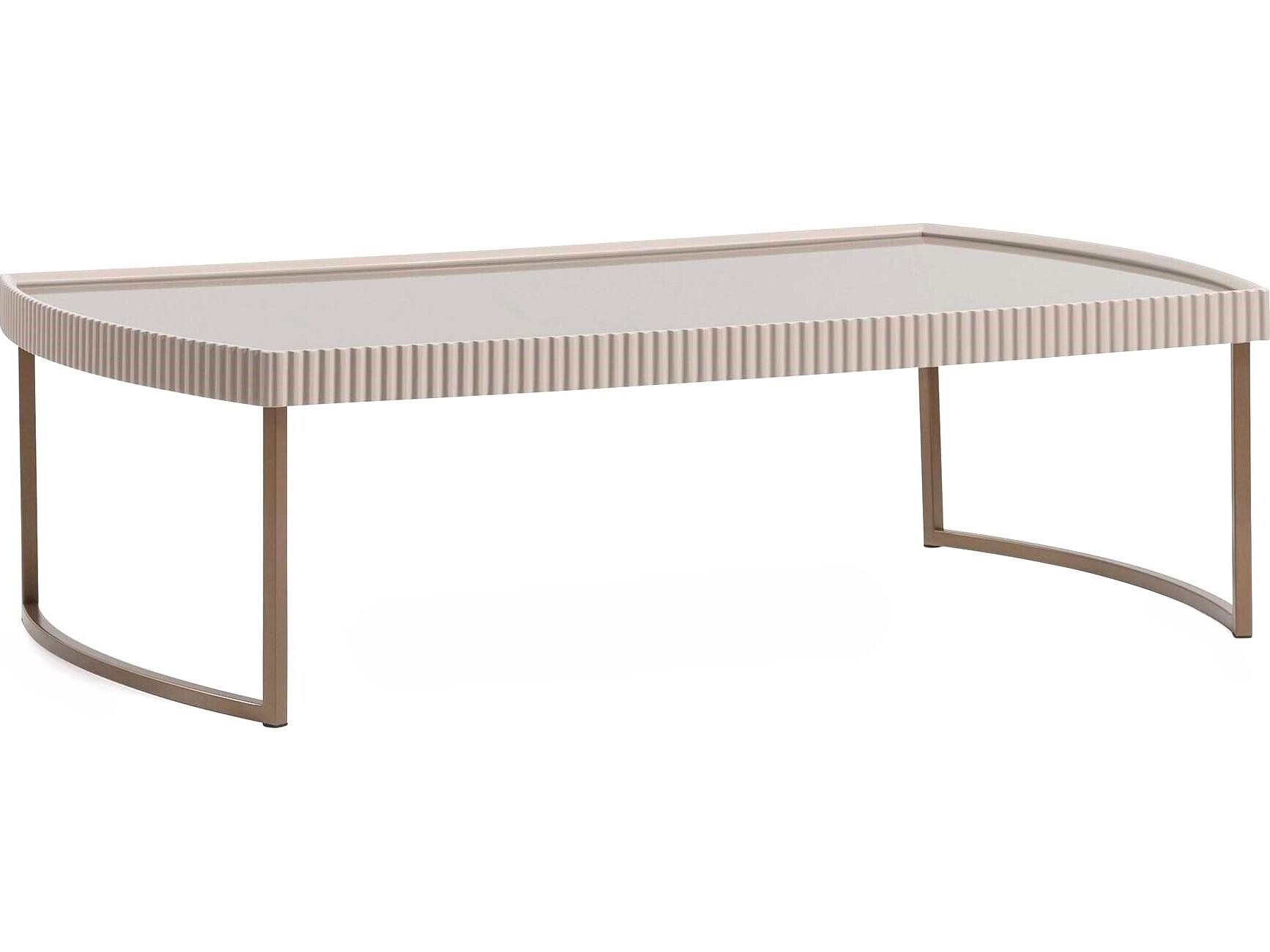 Michael Amini Lisbon Rectangular Glass Silky Cream Coffee Table