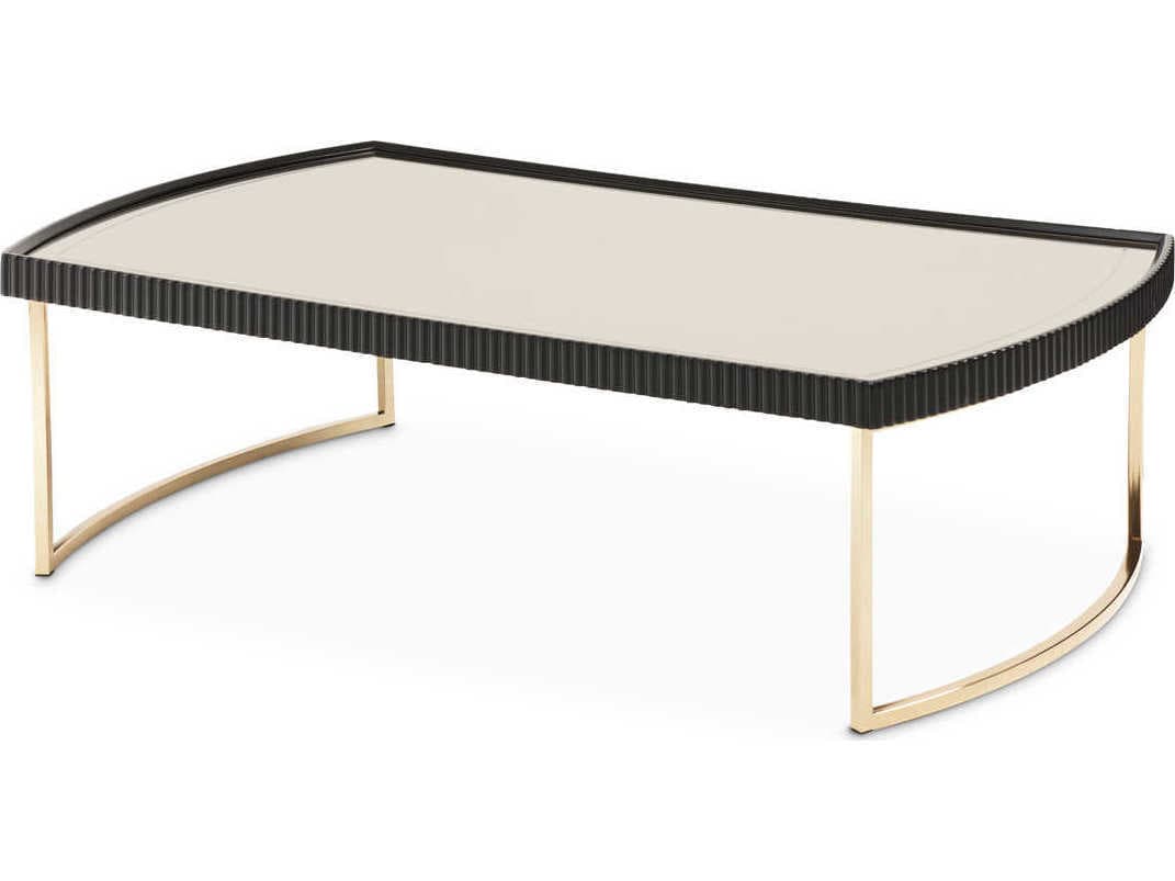 Michael Amini Lisbon - Onyx Rectangular Mirror Silken Matte Black Cocktail Table