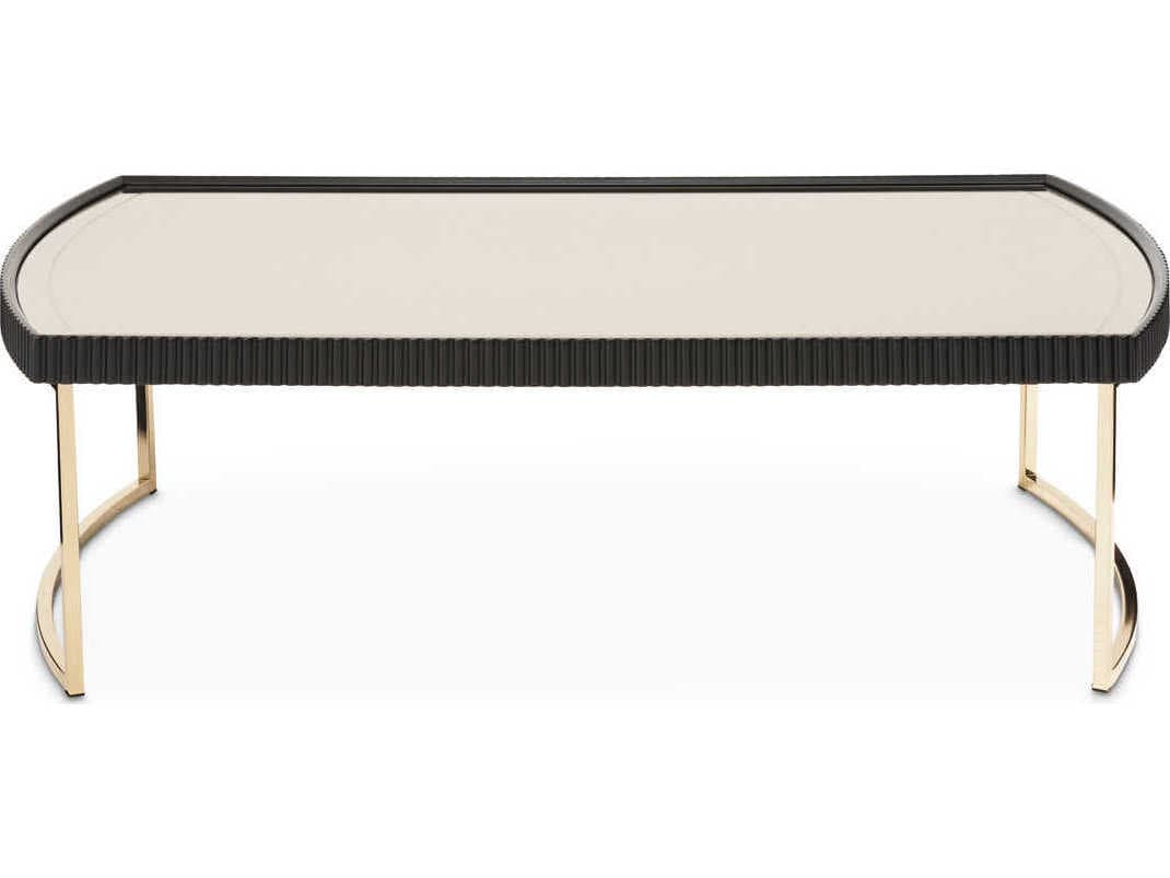 Michael Amini Lisbon - Onyx Rectangular Mirror Silken Matte Black Cocktail Table