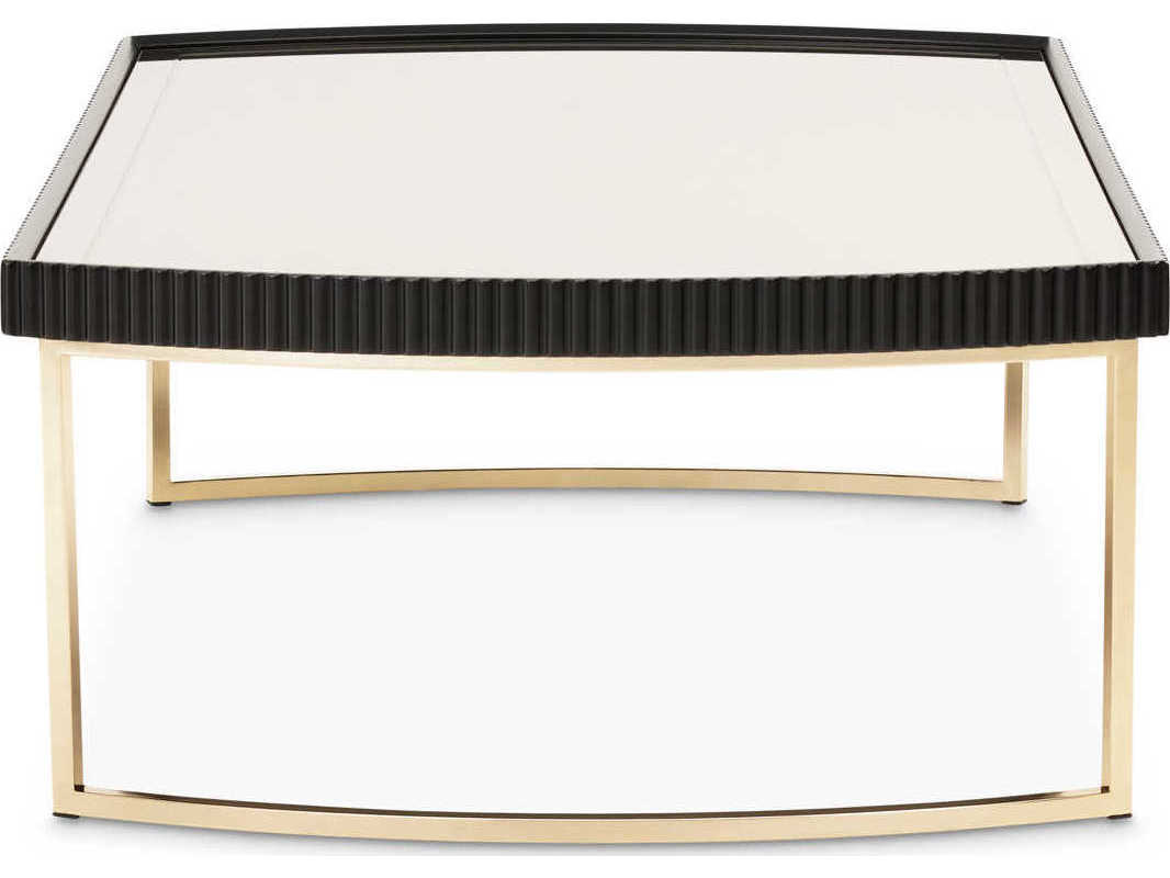 Michael Amini Lisbon - Onyx Rectangular Mirror Silken Matte Black Cocktail Table