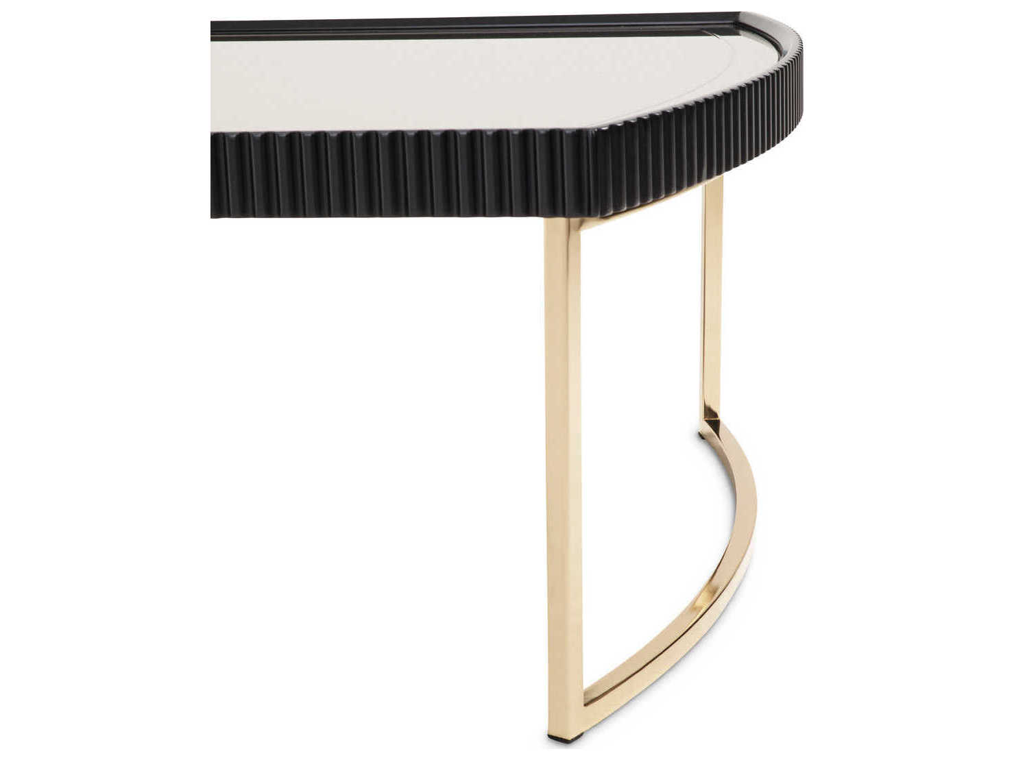 Michael Amini Lisbon - Onyx Rectangular Mirror Silken Matte Black Cocktail Table