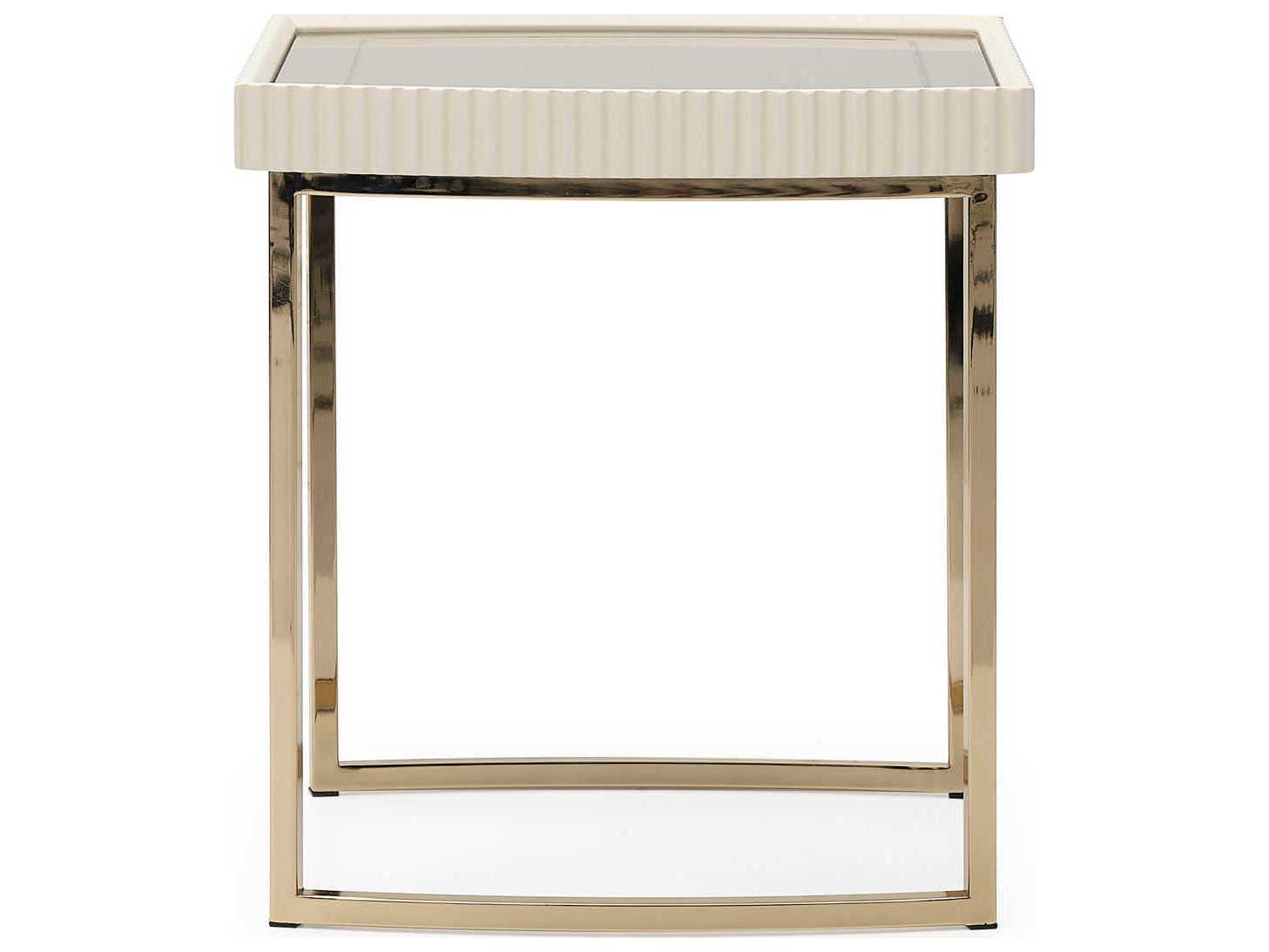 Michael Amini Lisbon - Opal Square Mirror Silken Matte Cream End Table