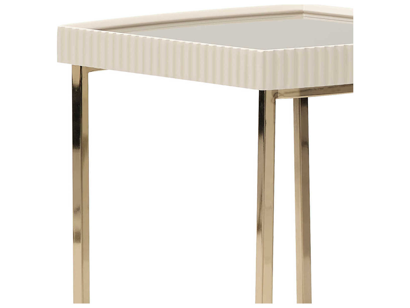 Michael Amini Lisbon - Opal Square Mirror Silken Matte Cream End Table