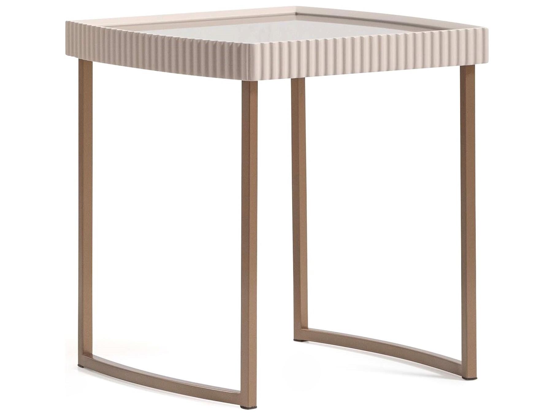 Michael Amini Lisbon Rectangular Glass Silky Cream End Table