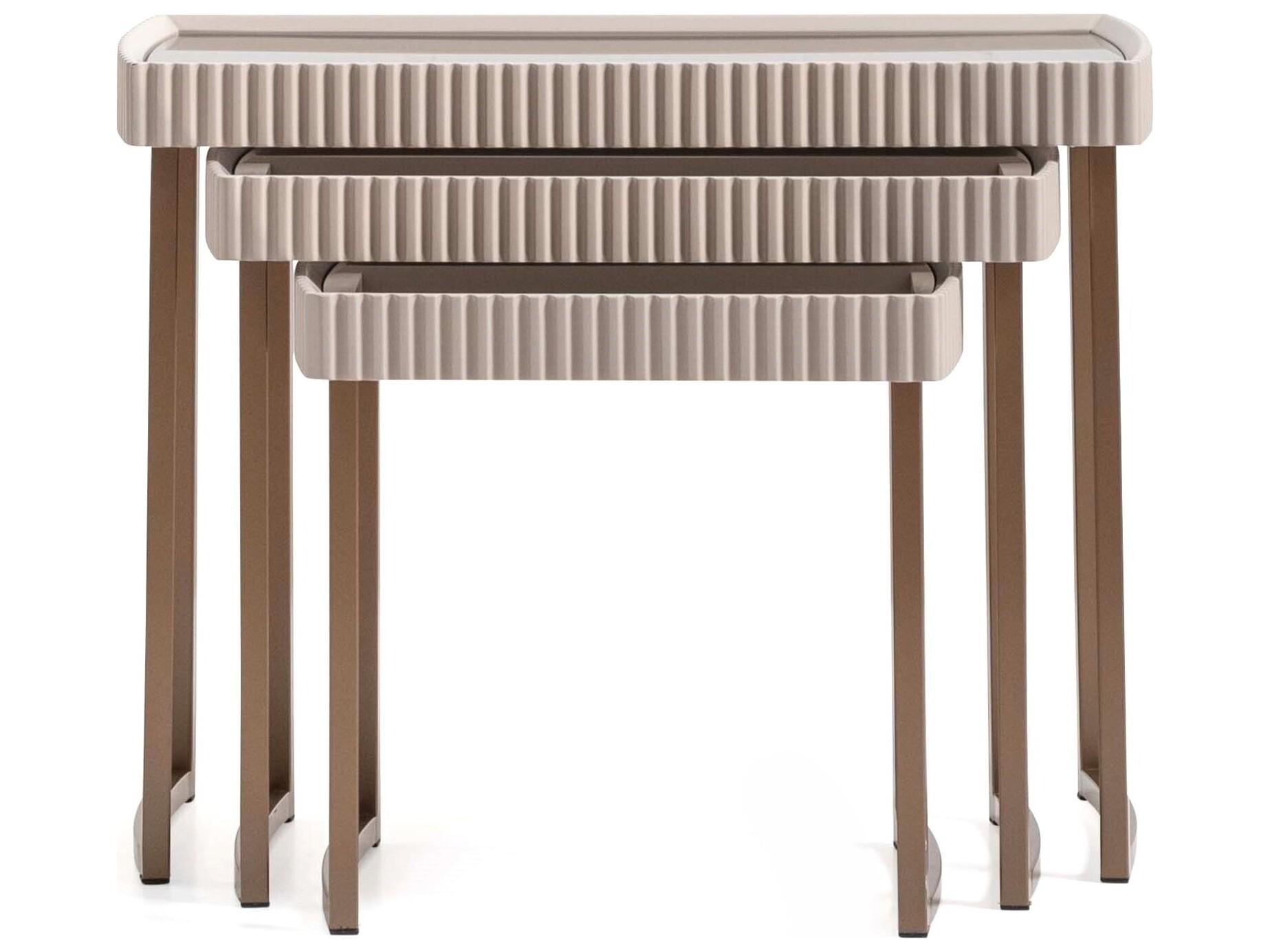 Michael Amini Lisbon Rectangular Glass Silky Cream End Table