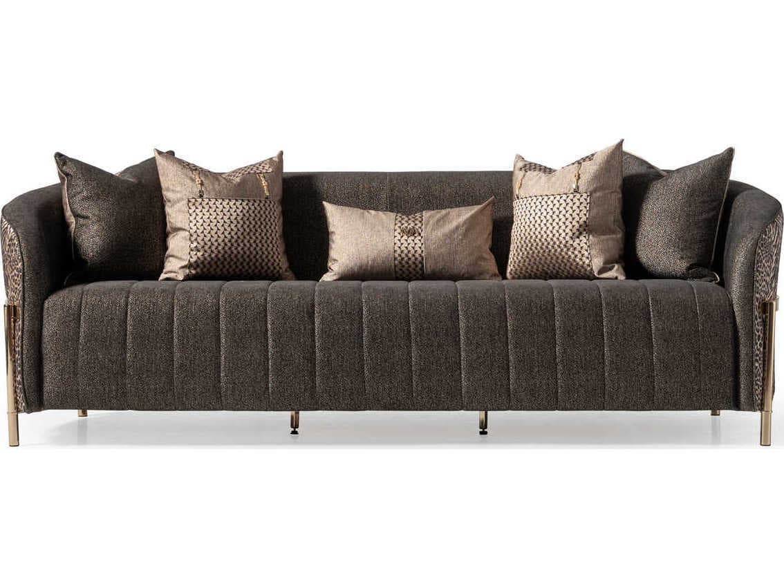 Michael Amini Lisbon - Onyx Brown Upholstered Sofa