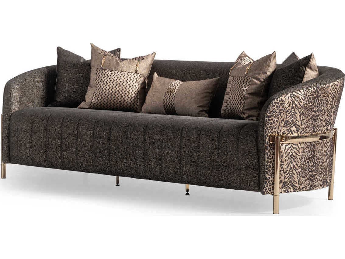 Michael Amini Lisbon - Onyx Brown Upholstered Sofa
