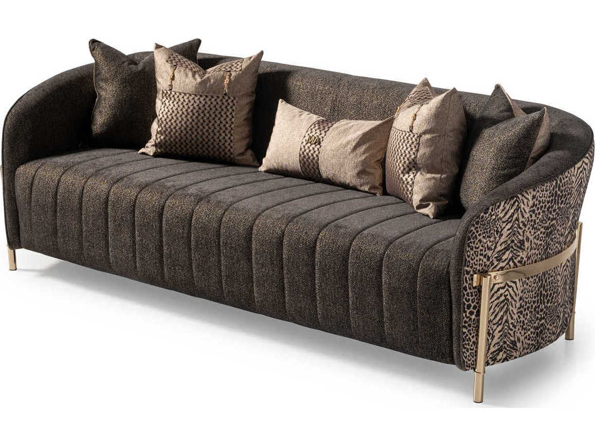 Michael Amini Lisbon - Onyx Brown Upholstered Sofa