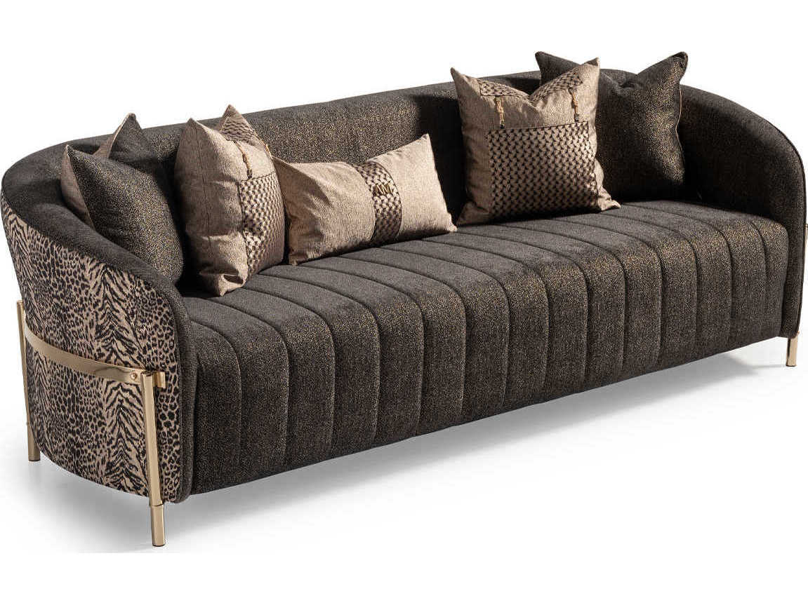 Michael Amini Lisbon - Onyx Brown Upholstered Sofa