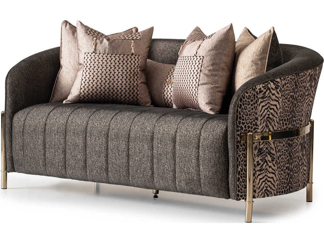 Luxecor Gilded Brown Upholstered Loveseat