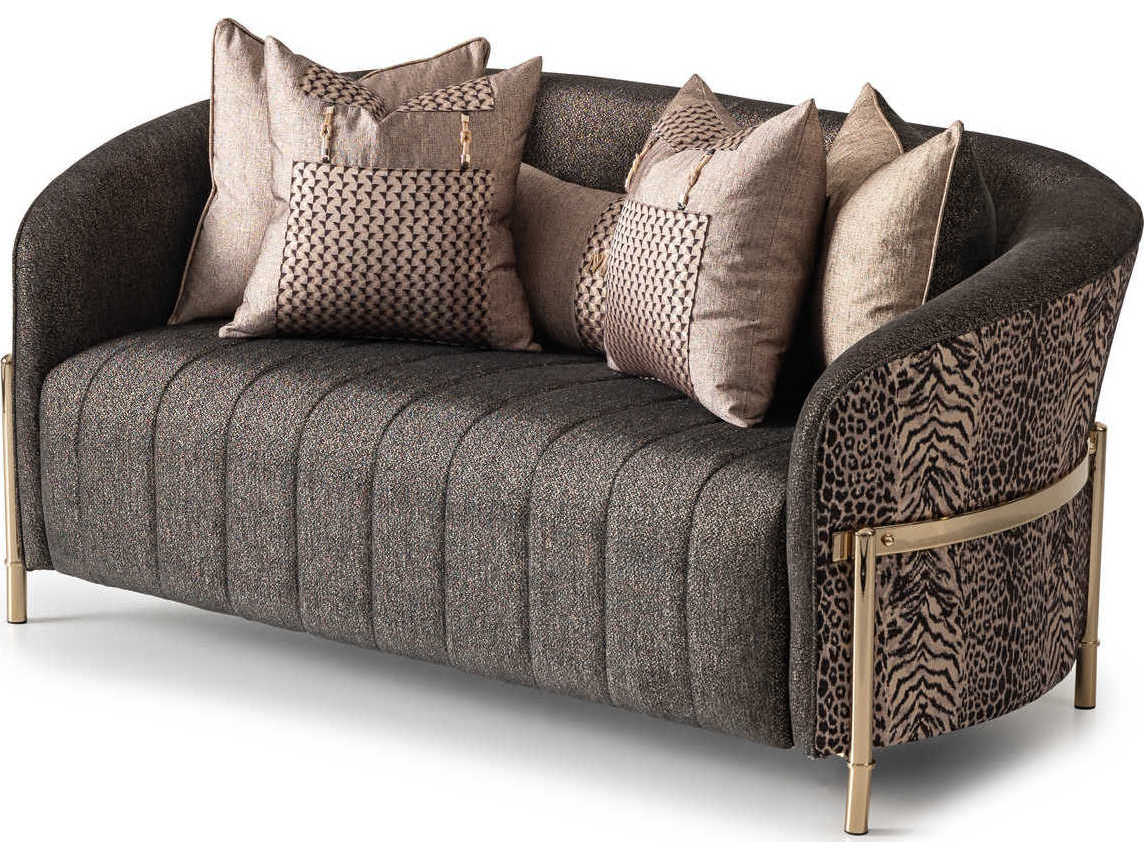 Luxecor Gilded Brown Upholstered Loveseat