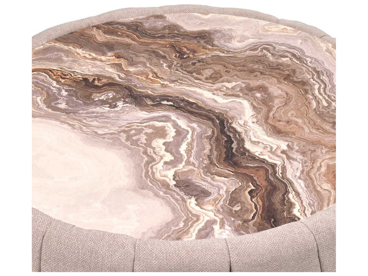 Michael Amini Lucca Round Faux Marble Nougat Cocktail Table