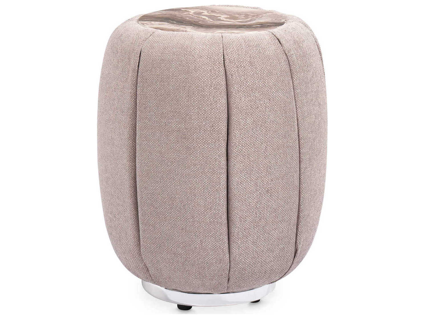 Michael Amini Lucca Round Faux Marble Nougat End Table