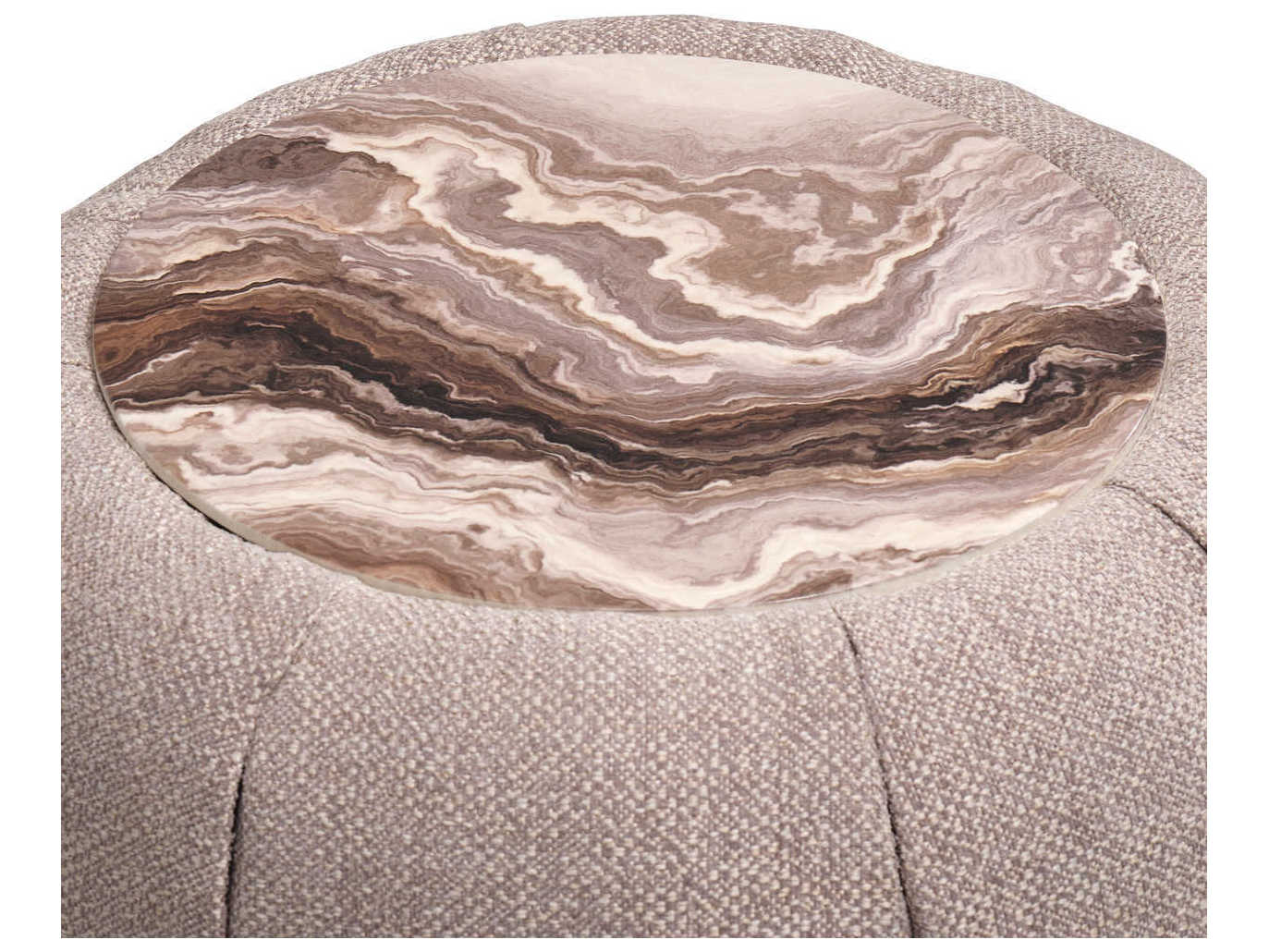 Michael Amini Lucca Round Faux Marble Nougat End Table