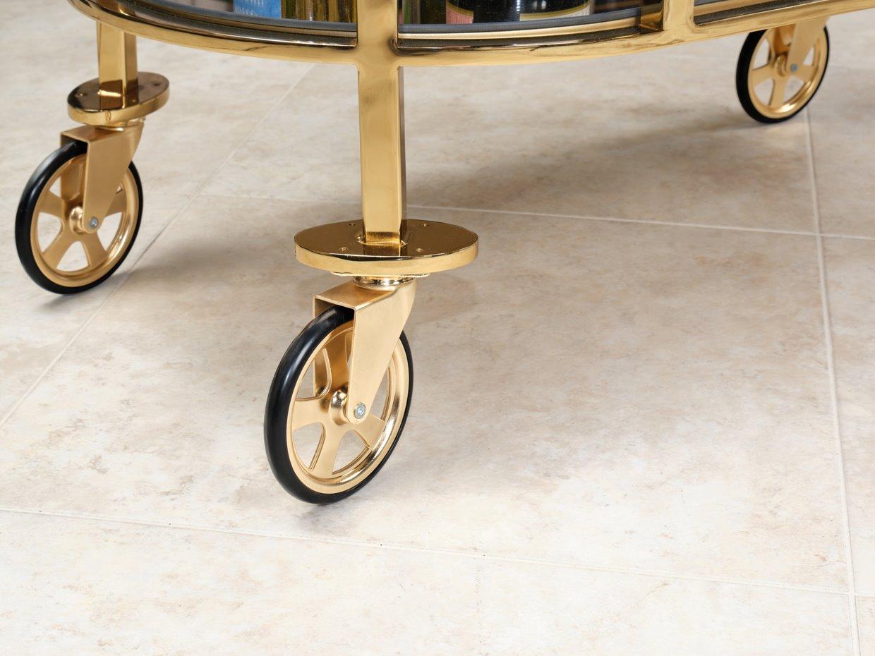 Michael Amini Savannah Breeze Glass Gold Bar Cart