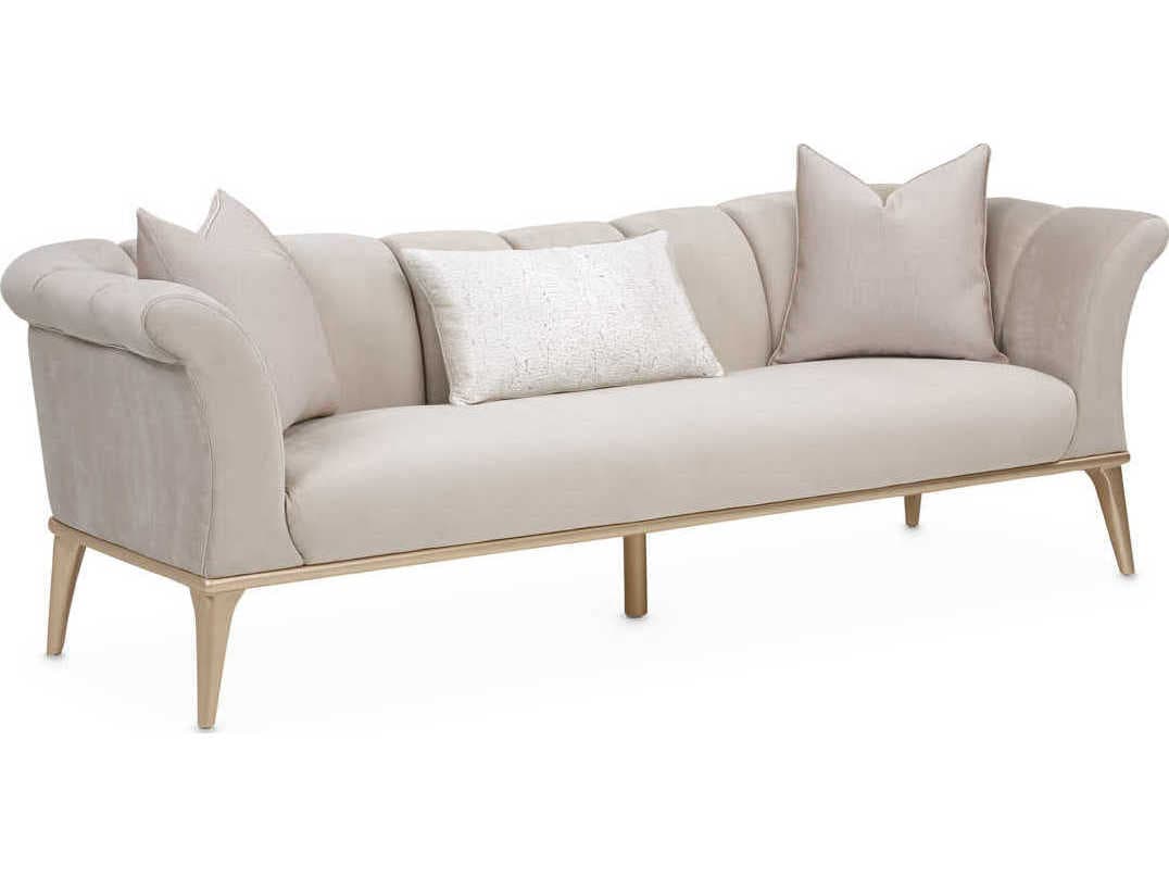 Michael Amini Yvette Porcini Cream Velvet Upholstered Sofa