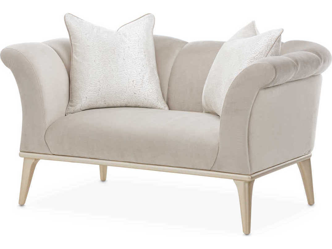 Michael Amini Yvette Cream Velvet Chair and a Half