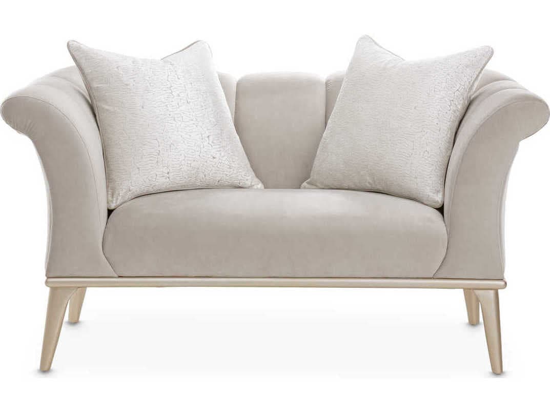 Michael Amini Yvette Cream Velvet Chair and a Half